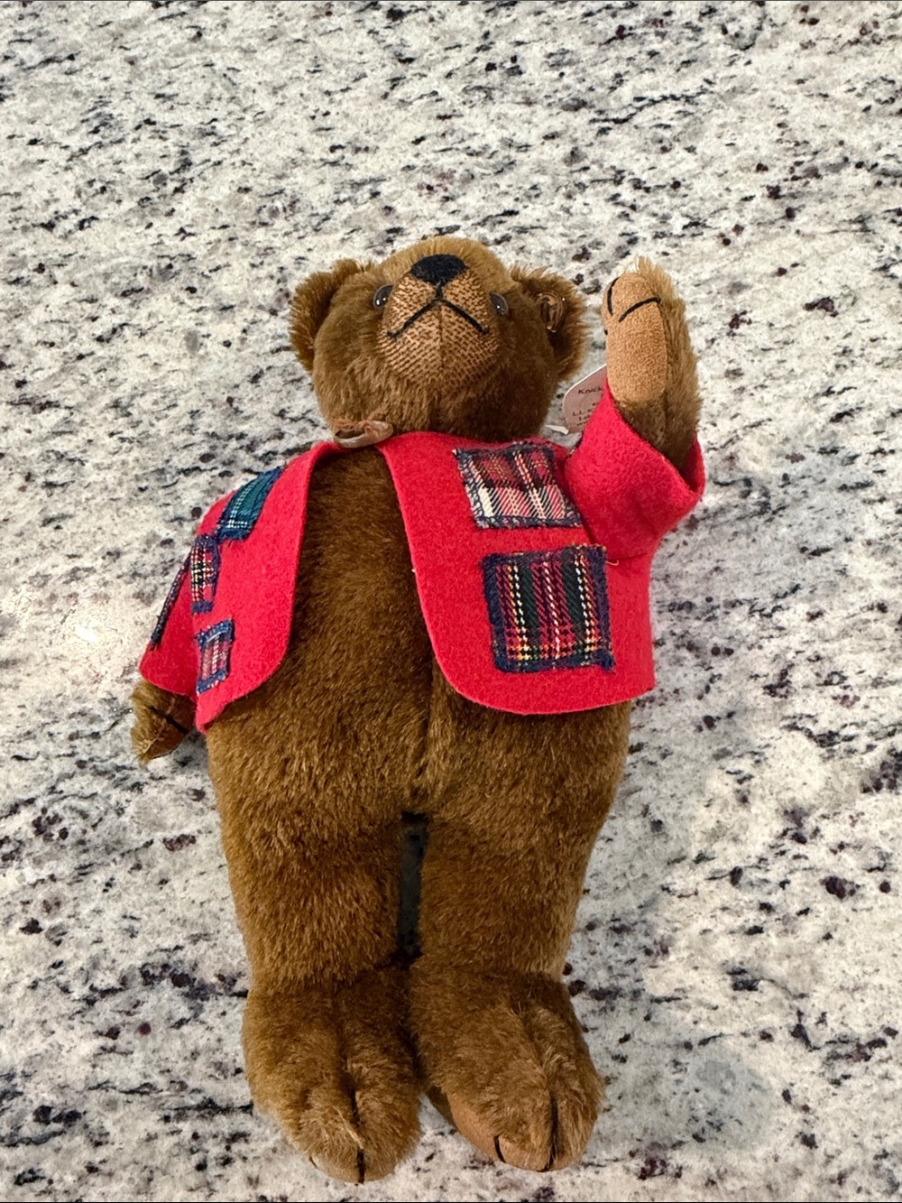 Knickerbocker Plush Brown Bear with Red Plaid Jacket - Pugsley